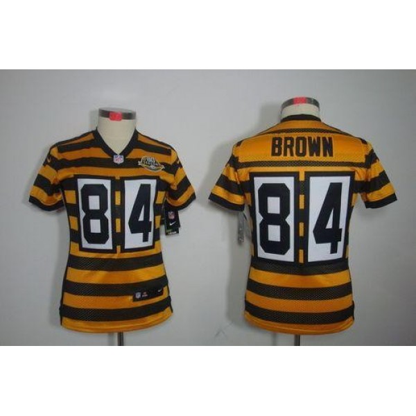 Women's Steelers #84 Antonio Brown Yellow Black Alternate Stitched NFL Limited Jersey