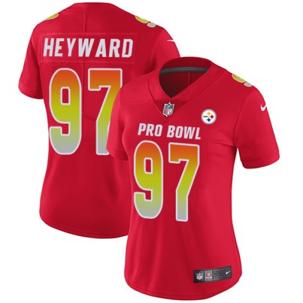 Women's Steelers #97 Cameron Heyward Red Stitched NFL Limited AFC 2018 Pro Bowl Jersey