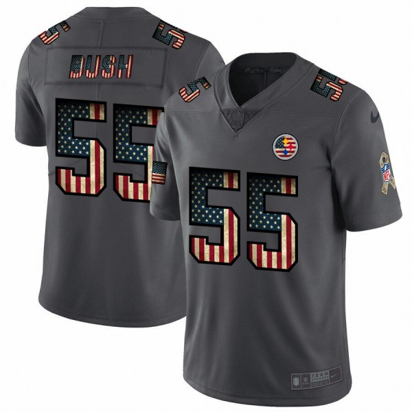 Pittsburgh Steelers #55 Devin Bush Nike 2018 Salute to Service Retro USA Flag Limited NFL Jersey