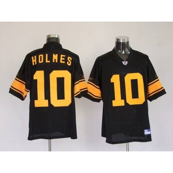 Steelers #10 Santonio Holmes Black With Yellow Number Stitched NFL Jersey