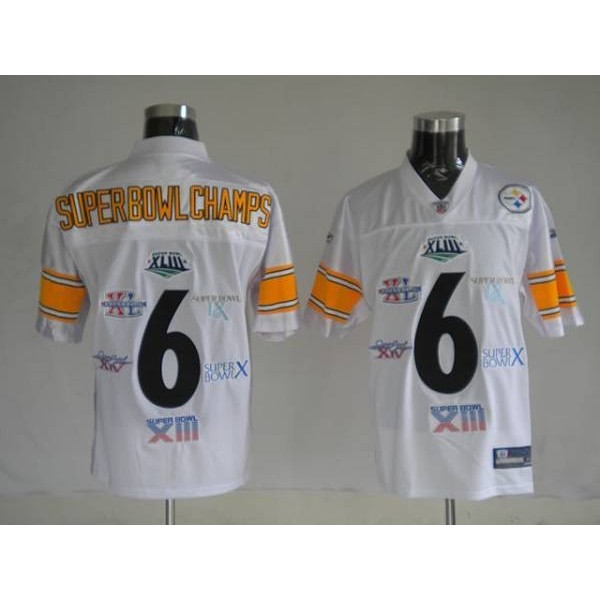 Steelers #6 Super Bowl Champion Patch White Stitched NFL Jersey