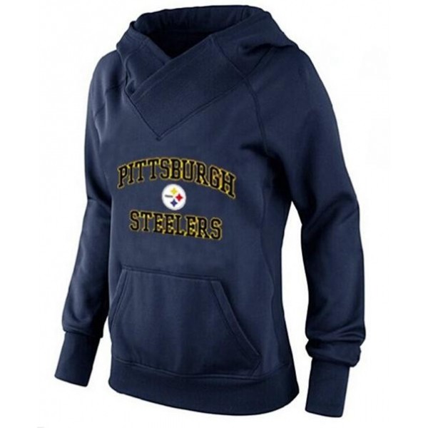 Women's Pittsburgh Steelers Heart Soul Pullover Hoodie Navy Blue Jersey