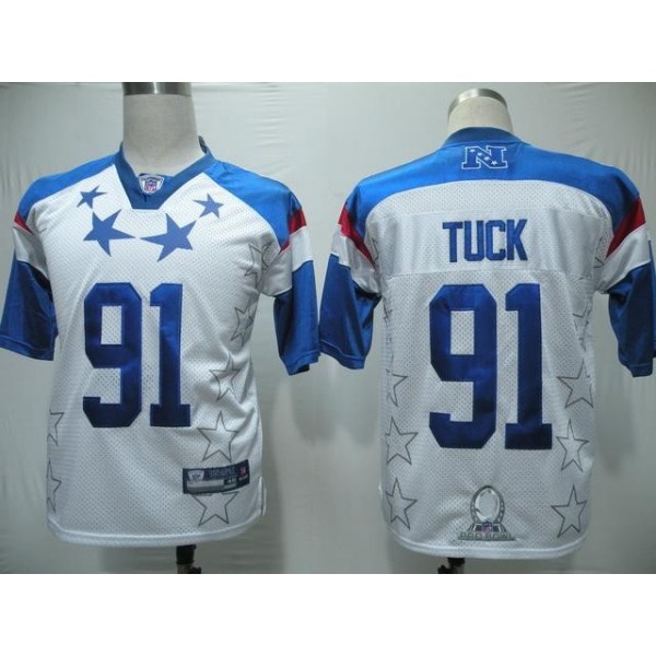 Giants #91 Justin Tuck 2011 White and Blue Pro Bowl Stitched NFL Jersey