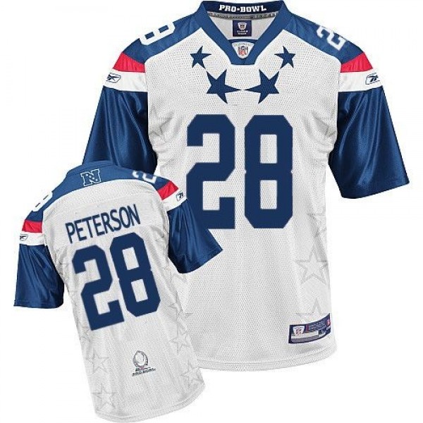 Vikings #28 Adrian Peterson 2011 White and Blue Pro Bowl Stitched NFL Jersey