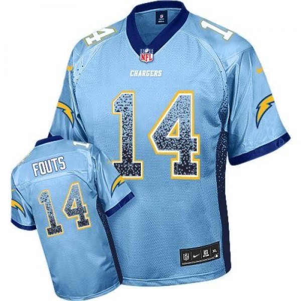 Nike Chargers #14 Dan Fouts Electric Blue Alternate Men's Stitched NFL Elite Drift Fashion Jersey