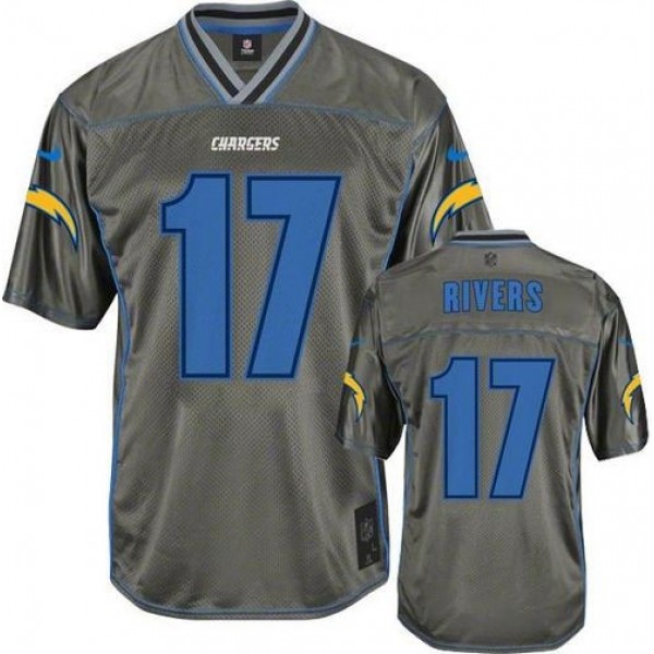 Nike Chargers #17 Philip Rivers Grey Men's Stitched NFL Elite Vapor Jersey