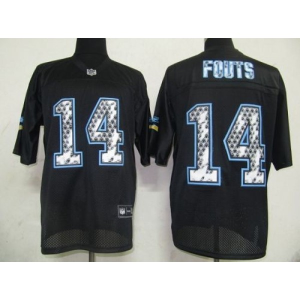 Sideline Black United Chargers #14 Dan Fouts Black Stitched NFL Jersey