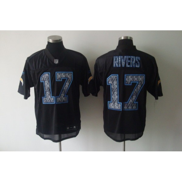 Sideline Black United Chargers #17 Philip Rivers Black Stitched NFL Jersey