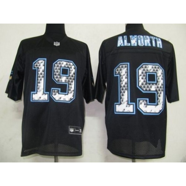 Sideline Black United Chargers #19 Lance Alworth Black Stitched NFL Jersey