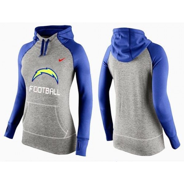 Women's San Diego Chargers Hoodie Grey Blue-1 Jersey
