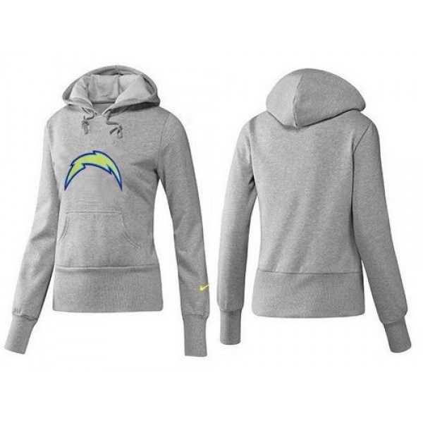 Women's San Diego Chargers Logo Pullover Hoodie Grey Jersey