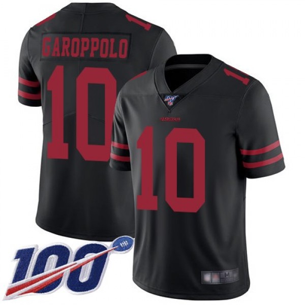 Nike 49ers #10 Jimmy Garoppolo Black Alternate Men's Stitched NFL 100th Season Vapor Limited Jersey