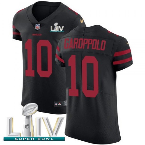 Nike 49ers #10 Jimmy Garoppolo Black Super Bowl LIV 2020 Alternate Men's Stitched NFL Vapor Untouchable Elite Jersey