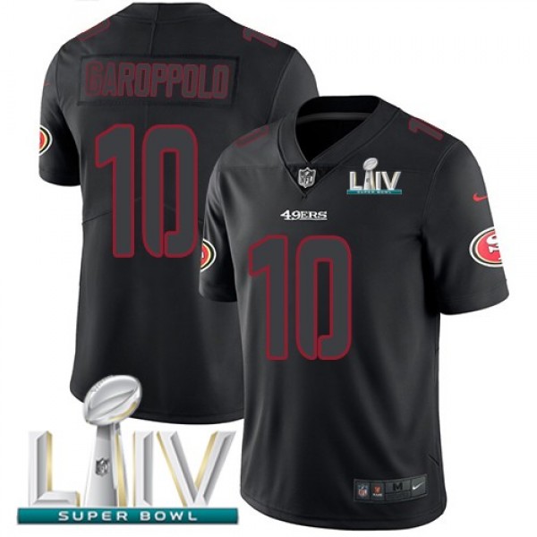 Nike 49ers #10 Jimmy Garoppolo Black Super Bowl LIV 2020 Men's Stitched NFL Limited Rush Impact Jersey