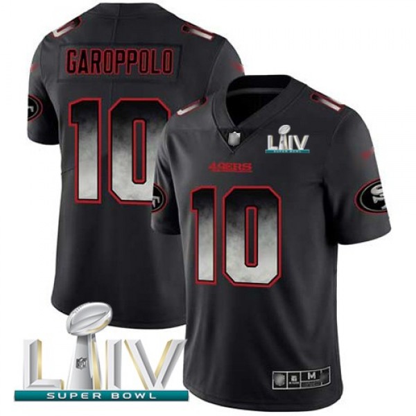 Nike 49ers #10 Jimmy Garoppolo Black Super Bowl LIV 2020 Men's Stitched NFL Vapor Untouchable Limited Smoke Fashion Jersey