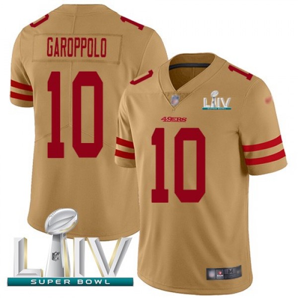 Nike 49ers #10 Jimmy Garoppolo Gold Super Bowl LIV 2020 Men's Stitched NFL Limited Inverted Legend Jersey