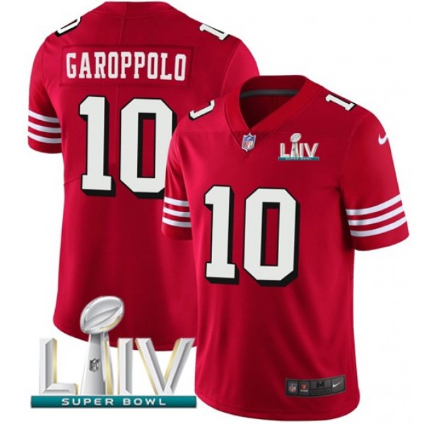 Nike 49ers #10 Jimmy Garoppolo Red Super Bowl LIV 2020 Team Color Men's Stitched NFL Vapor Untouchable Limited II Jersey