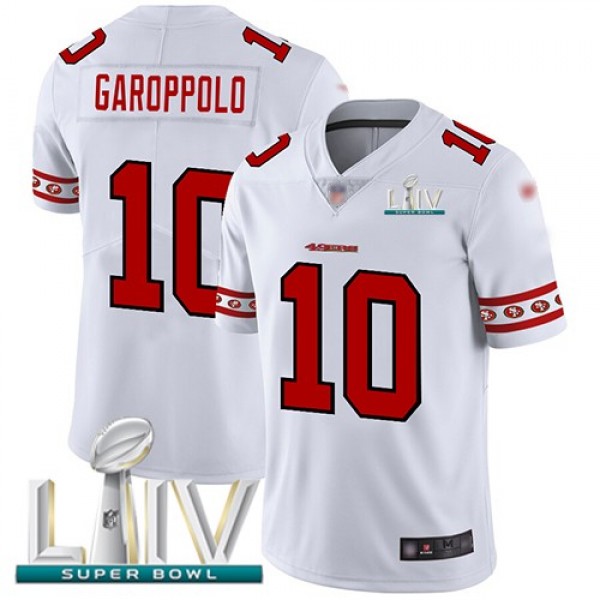 Nike 49ers #10 Jimmy Garoppolo White Super Bowl LIV 2020 Men's Stitched NFL Limited Team Logo Fashion Jersey