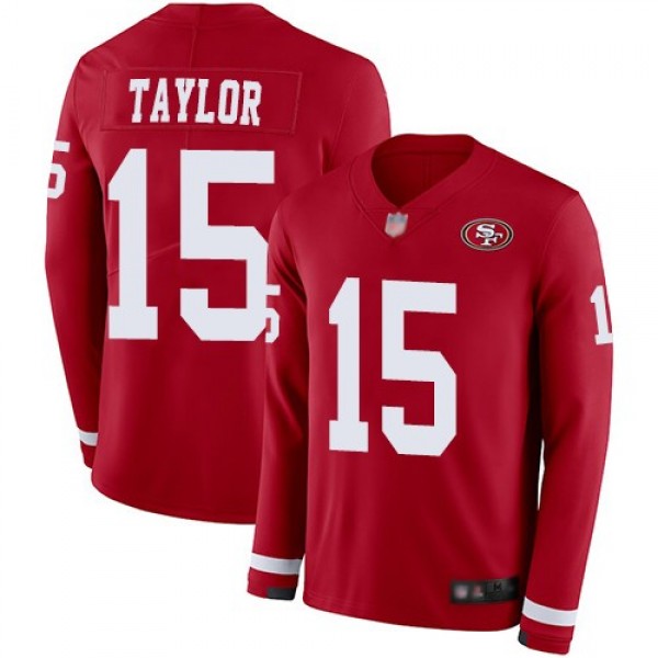 Nike 49ers #15 Trent Taylor Red Team Color Men's Stitched NFL Limited Therma Long Sleeve Jersey