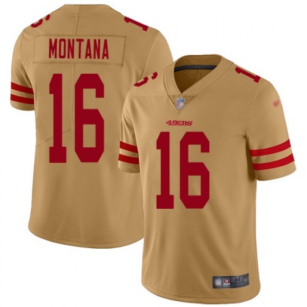 Nike 49ers #16 Joe Montana Gold Men's Stitched NFL Limited Inverted Legend Jersey