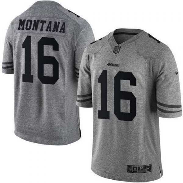 Nike 49ers #16 Joe Montana Gray Men's Stitched NFL Limited Gridiron Gray Jersey