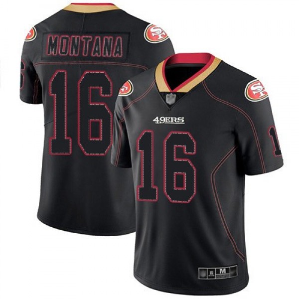 Nike 49ers #16 Joe Montana Lights Out Black Men's Stitched NFL Limited Rush Jersey