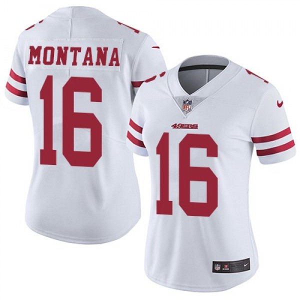 Women's 49ers #16 Joe Montana White Stitched NFL Vapor Untouchable Limited Jersey
