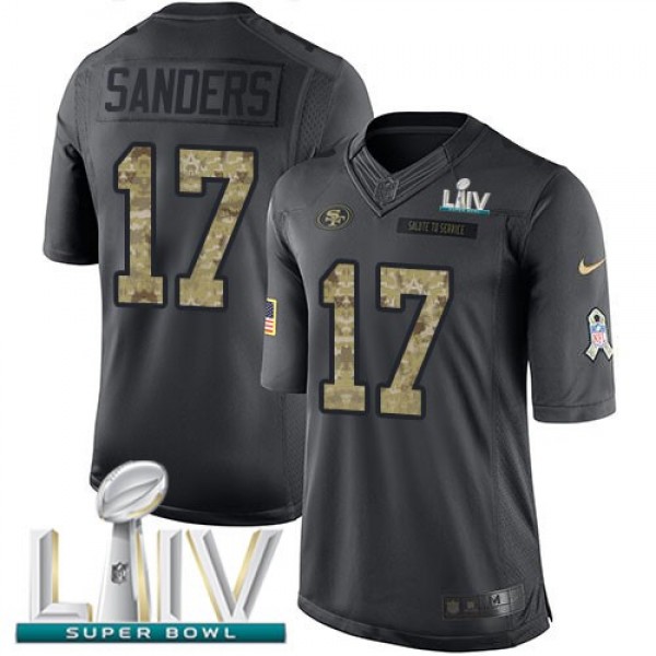 Nike 49ers #17 Emmanuel Sanders Black Super Bowl LIV 2020 Men's Stitched NFL Limited 2016 Salute to Service Jersey