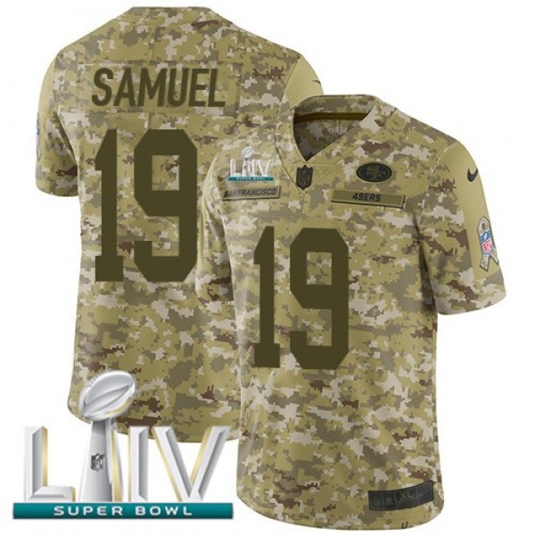 Nike 49ers #19 Deebo Samuel Camo Super Bowl LIV 2020 Men's Stitched NFL Limited 2018 Salute To Service Jersey
