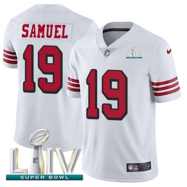 Nike 49ers #19 Deebo Samuel White Super Bowl LIV 2020 Rush Men's Stitched NFL Vapor Untouchable Limited Jersey