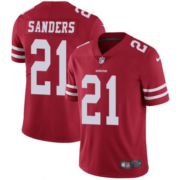 Nike 49ers #21 Deion Sanders Red Team Color Men's Stitched NFL Vapor Untouchable Limited Jersey