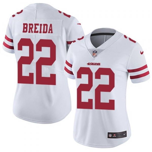 Women's 49ers #22 Matt Breida White Stitched NFL Vapor Untouchable Limited Jersey