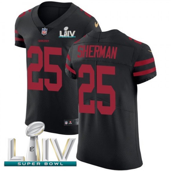 Nike 49ers #25 Richard Sherman Black Super Bowl LIV 2020 Alternate Men's Stitched NFL Vapor Untouchable Elite Jersey