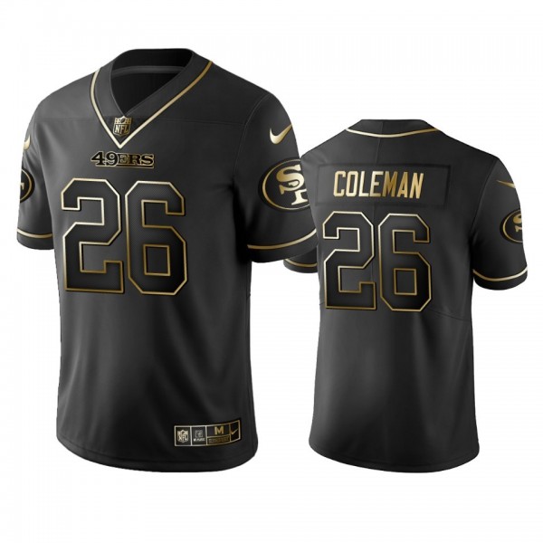 Nike 49ers #26 Tevin Coleman Black Golden Limited Edition Stitched NFL Jersey