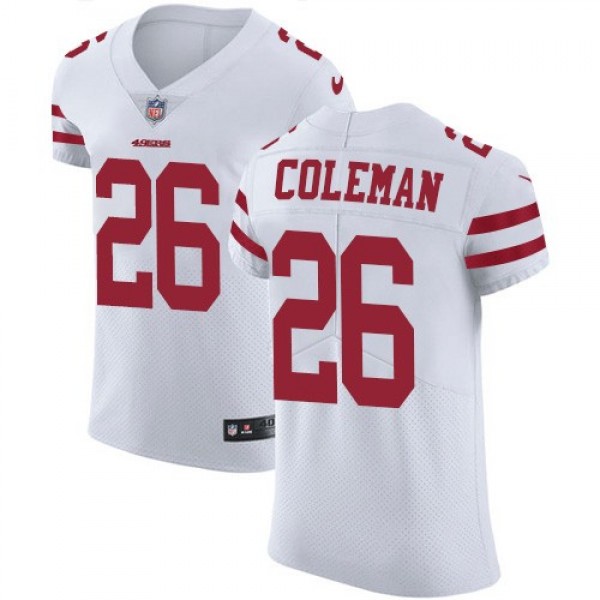 Nike 49ers #26 Tevin Coleman White Men's Stitched NFL Vapor Untouchable Elite Jersey