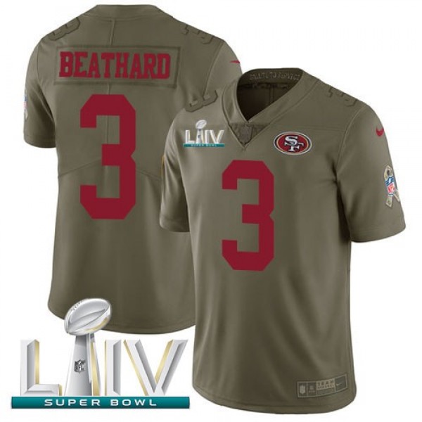 Nike 49ers #3 C.J. Beathard Olive Super Bowl LIV 2020 Men's Stitched NFL Limited 2017 Salute To Service Jersey