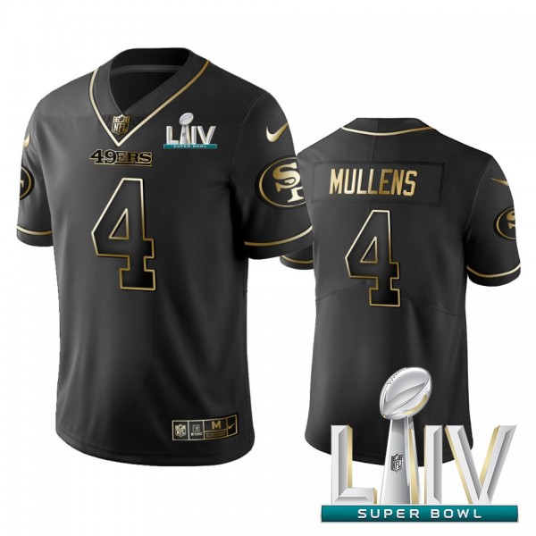 Nike 49ers #4 Nick Mullens Black Golden Super Bowl LIV 2020 Limited Edition Stitched NFL Jersey