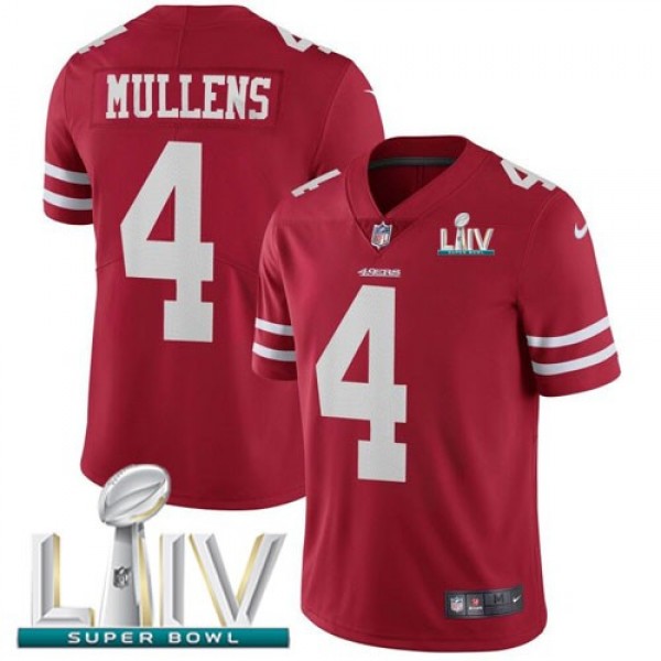 Nike 49ers #4 Nick Mullens Red Super Bowl LIV 2020 Team Color Men's Stitched NFL Vapor Untouchable Limited Jersey