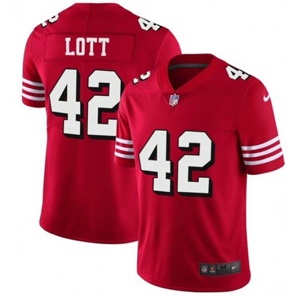 Nike 49ers #42 Ronnie Lott Red Team Color Men's Stitched NFL Vapor Untouchable Limited II Jersey
