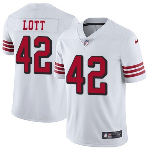 Nike 49ers #42 Ronnie Lott White Rush Men's Stitched NFL Vapor Untouchable Limited Jersey