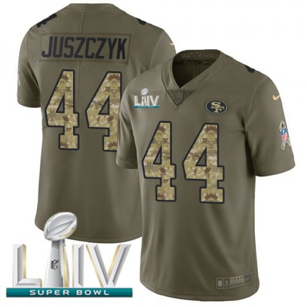 Nike 49ers #44 Kyle Juszczyk Olive/Camo Super Bowl LIV 2020 Men's Stitched NFL Limited 2017 Salute To Service Jersey