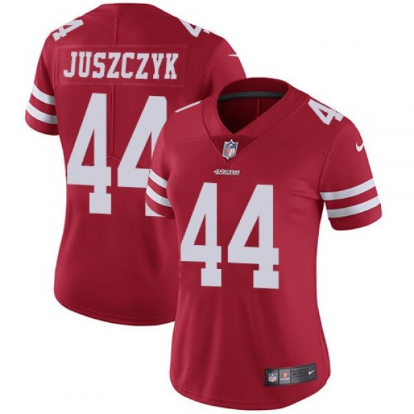 Women's 49ers #44 Kyle Juszczyk Red Team Color Stitched NFL Vapor Untouchable Limited Jersey