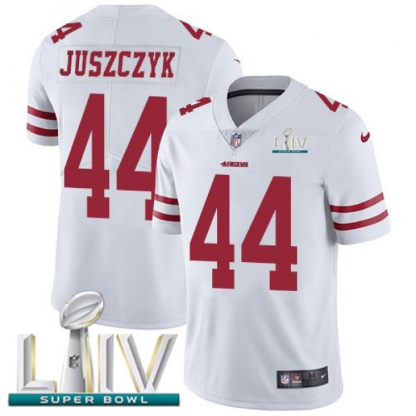 Nike 49ers #44 Kyle Juszczyk White Super Bowl LIV 2020 Men's Stitched NFL Vapor Untouchable Limited Jersey
