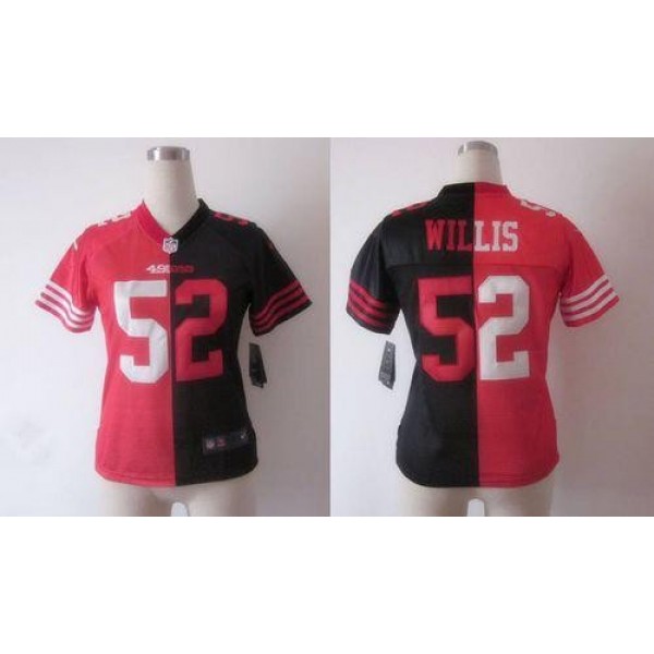 Women's 49ers #52 Patrick Willis Black Red Stitched NFL Elite Split Jersey