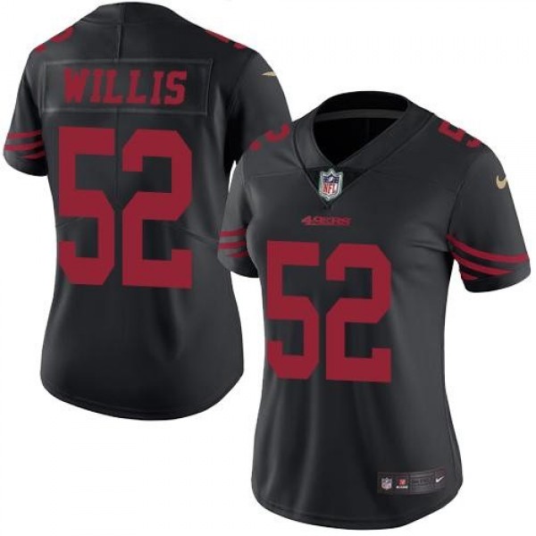 Women's 49ers #52 Patrick Willis Black Stitched NFL Limited Rush Jersey