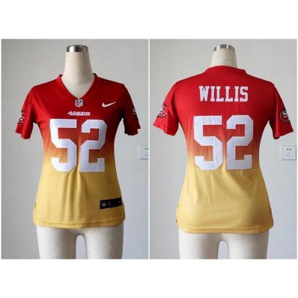Women's 49ers #52 Patrick Willis Red Gold Stitched NFL Elite Fadeaway Jersey
