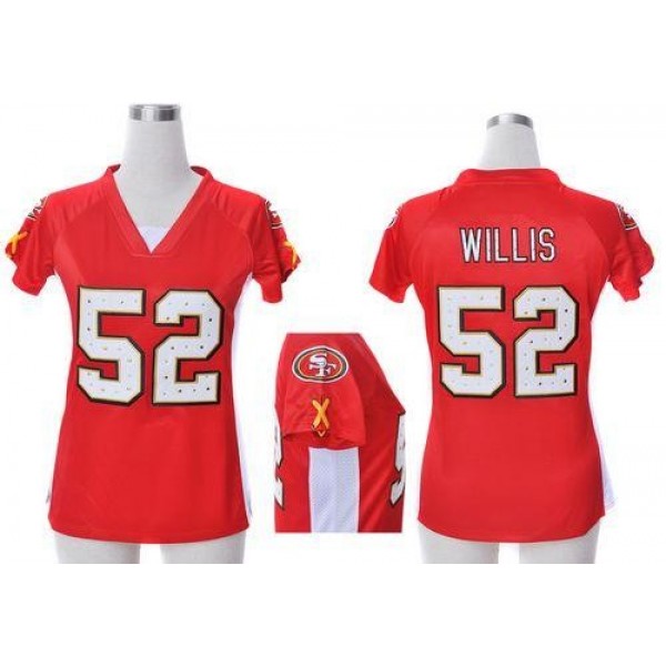 Women's 49ers #52 Patrick Willis Red Team Color Draft Him Name Number Top Stitched NFL Elite Jersey