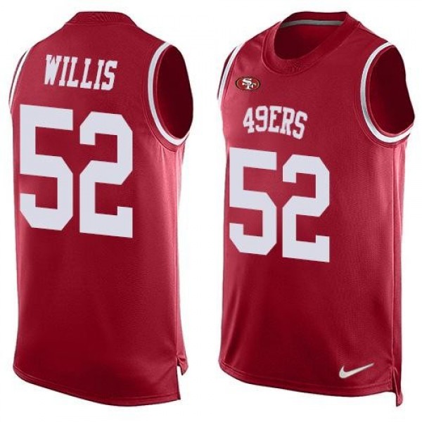 Nike 49ers #52 Patrick Willis Red Team Color Men's Stitched NFL Limited Tank Top Jersey