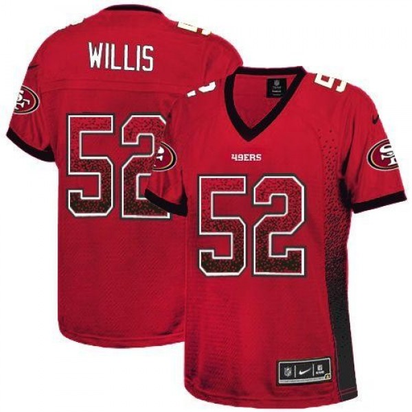 Women's 49ers #52 Patrick Willis Red Team Color Stitched NFL Elite Drift Jersey