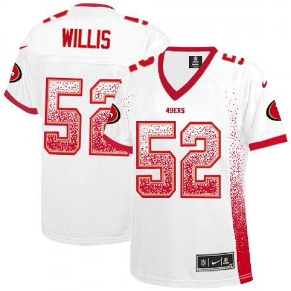 Women's 49ers #52 Patrick Willis White Stitched NFL Elite Drift Jersey